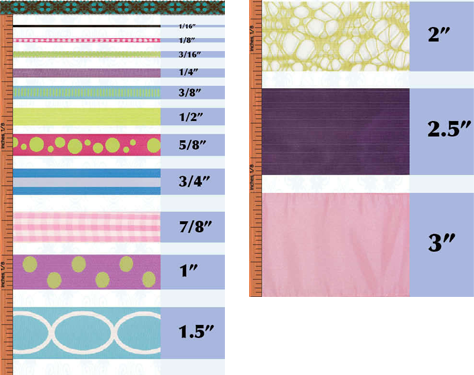 Grosgrain Ribbon Size Chart