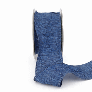 2 Inch Two Tone Crinkle Crushed Ribbon with Wired Edge - AW03 - BLUE/LIGHT BLUE