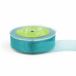 1 Inch Soft Shimmer Sheer Ribbon with Cut Edge - C-1-04 TEAL