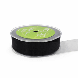 1 Inch Soft Shimmer Sheer Ribbon with Cut Edge - C-1-10 BLACK