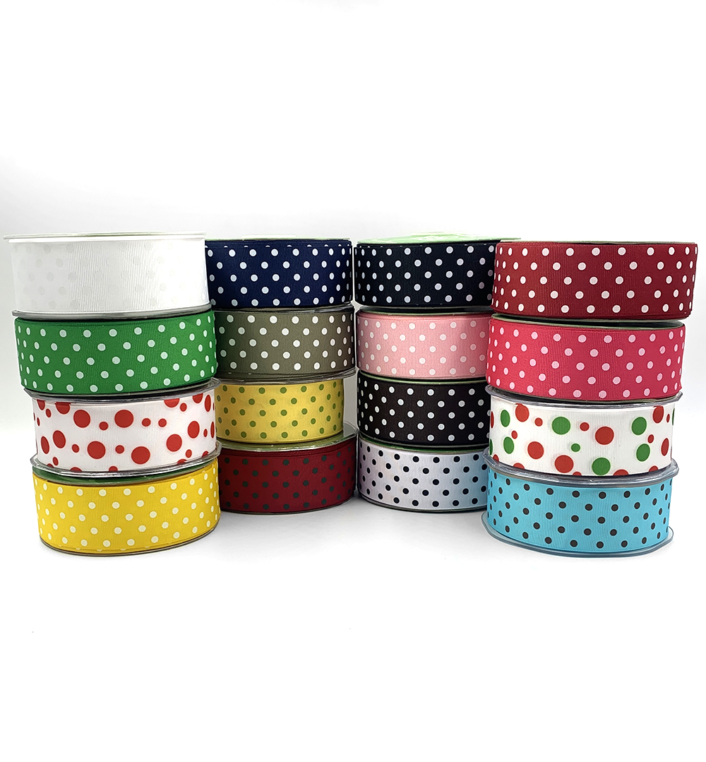 May Arts 1-1/2-Inch Wide Ribbon, Turquoise and Brown Grosgrain Polka Dot