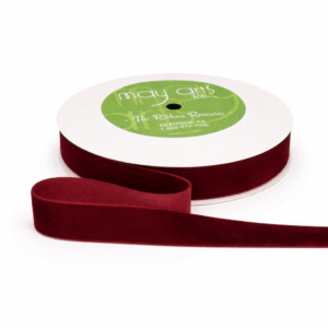 3/4 Inch Classic Velvet Ribbon with Woven Edge - PV-2-25 - Burgundy