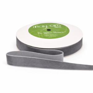 3/4 Inch Classic Velvet Ribbon with Woven Edge - PV-2-35 - Pewter