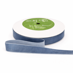 3/4 Inch Classic Velvet Ribbon with Woven Edge - PV-2-83 Slate Blue NEW