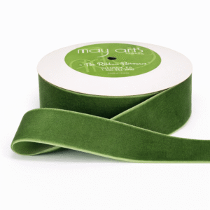 1.5 Inch Classic Velvet Ribbon with Woven Edge - PV-5-16 PARROT GREEN