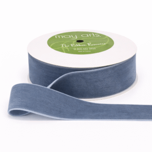 1.5 Inch Classic Velvet Ribbon with Woven Edge - PV-5-83 DUSTY BLUE