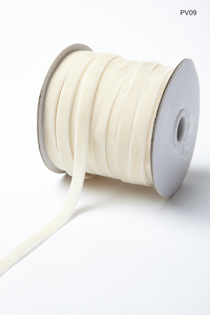 PV 3/8"x33y Ivory Velvet Woven Ribbon