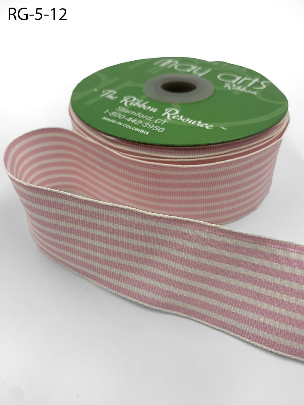 Pink, Green & Yellow Striped Grosgrain Woven Craft Ribbon 1 x 55