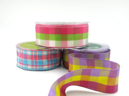 wide check woven ribbons