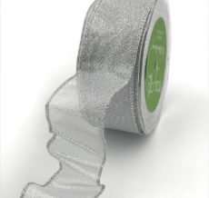 metallic silver woven organza wired ribbon