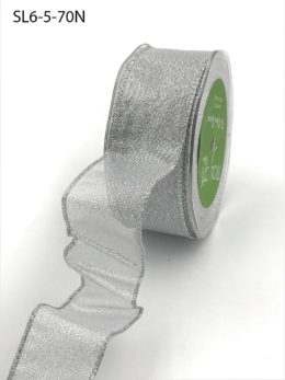 metallic silver woven organza wired ribbon