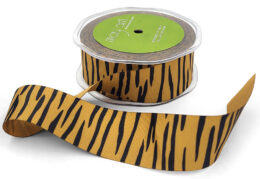 1.5 Inch Grosgrain with Animal Print RIbbon with Woven Edge