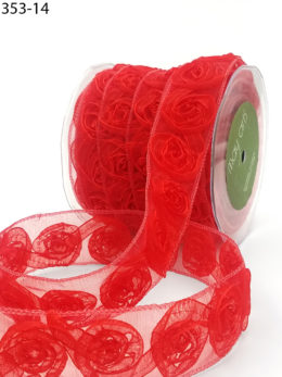 red organza rosette roses ribbon