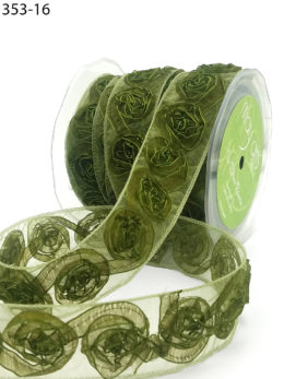 olive organza rosette roses ribbon