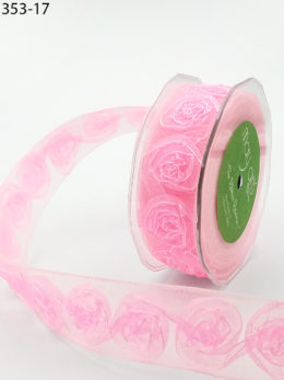 light pink organza rosette roses ribbon