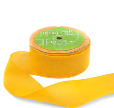 1.5 Inch Faux Linen Ribbon with Woven Edge - 368-15-37 YELLOW