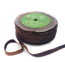 3/8 Inch Woven Metallic Velvet Ribbon with Woven Edge - 377-38-33 BROWN
