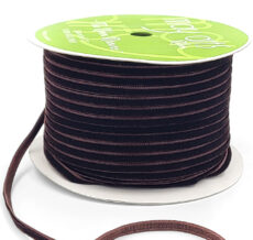 1/8 inch Velvet String Cord Ribbon with Woven Edge - 389-18-93 DARK BROWN