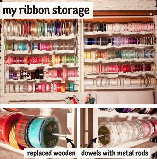 DIY Ribbon & Wrapping ORGANIZER - how to make tutorial - Rack