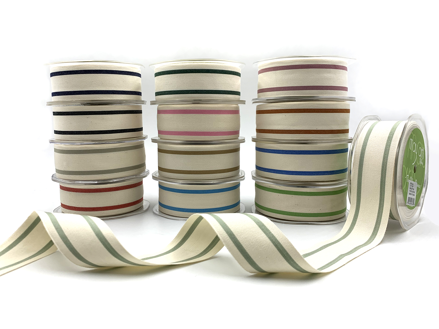 Double Stripe Cotton Ribbon - 1.5 Online Ribbon - May Arts Ribbon