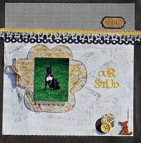 Make A Layout with Dog Bone Trim - Online Ribbon - May Arts