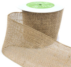 4 Inch Classic 100% Jute Burlap Loose Weave Ribbon with Wired Edge - 398-4-11 Natural