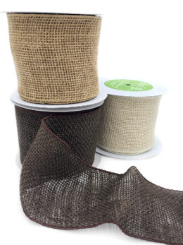 4 Inch Classic 100% Jute Burlap Loose Weave Ribbon with Wired Edge