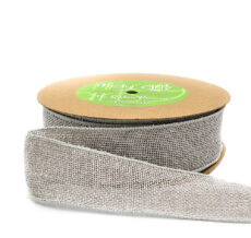 1.5 Inch Faux Burlap Ribbon with Wired Woven Edge - 445-15-31 Gray