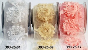 May Arts Ribbon Frayed Flowers