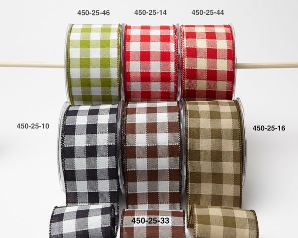  Gingham Ribbon Wired Edge Plaid Ribbon Buffalo Checked