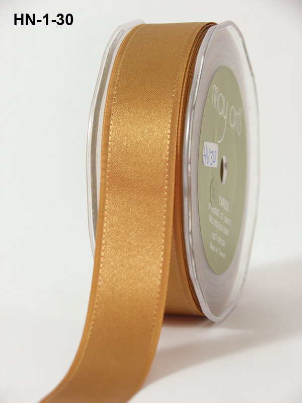 May Arts 1-Inch Wide Ribbon, Gold Satin