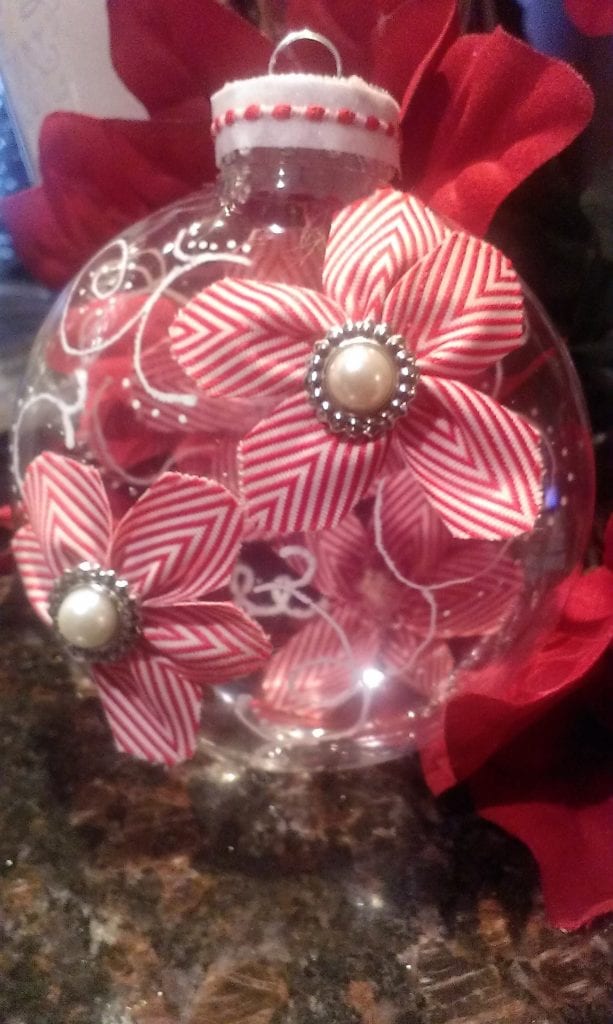 Clear Chevron Flower Christmas Ornament