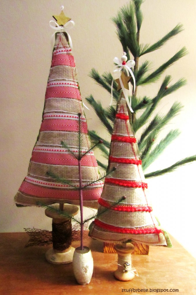 Ribbon and Burlap Christmas Trees