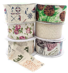 2.5 Inch Vintage Inspired Print Cotton Blend Ribbon