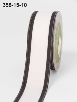 Woven White Grosgrain 1.5" Wide Ribbon with Black Edges