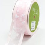 Pink Satin Valentine's Day Heart Ribbons Organza Valentine's Ribbon