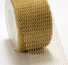 3 Inch Metallic Gold Net Mesh Ribbon with Cut Edge - G99 - NET