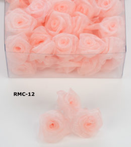 Peach Pink Rosettes, Pink Organza Roses, Organza Rose Accents, Peach Rosette Accents, Organza Rosettes