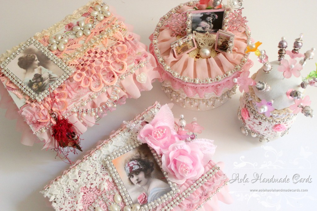 Shabby Chic Set: Altered Box, Pin Cushion and Frame