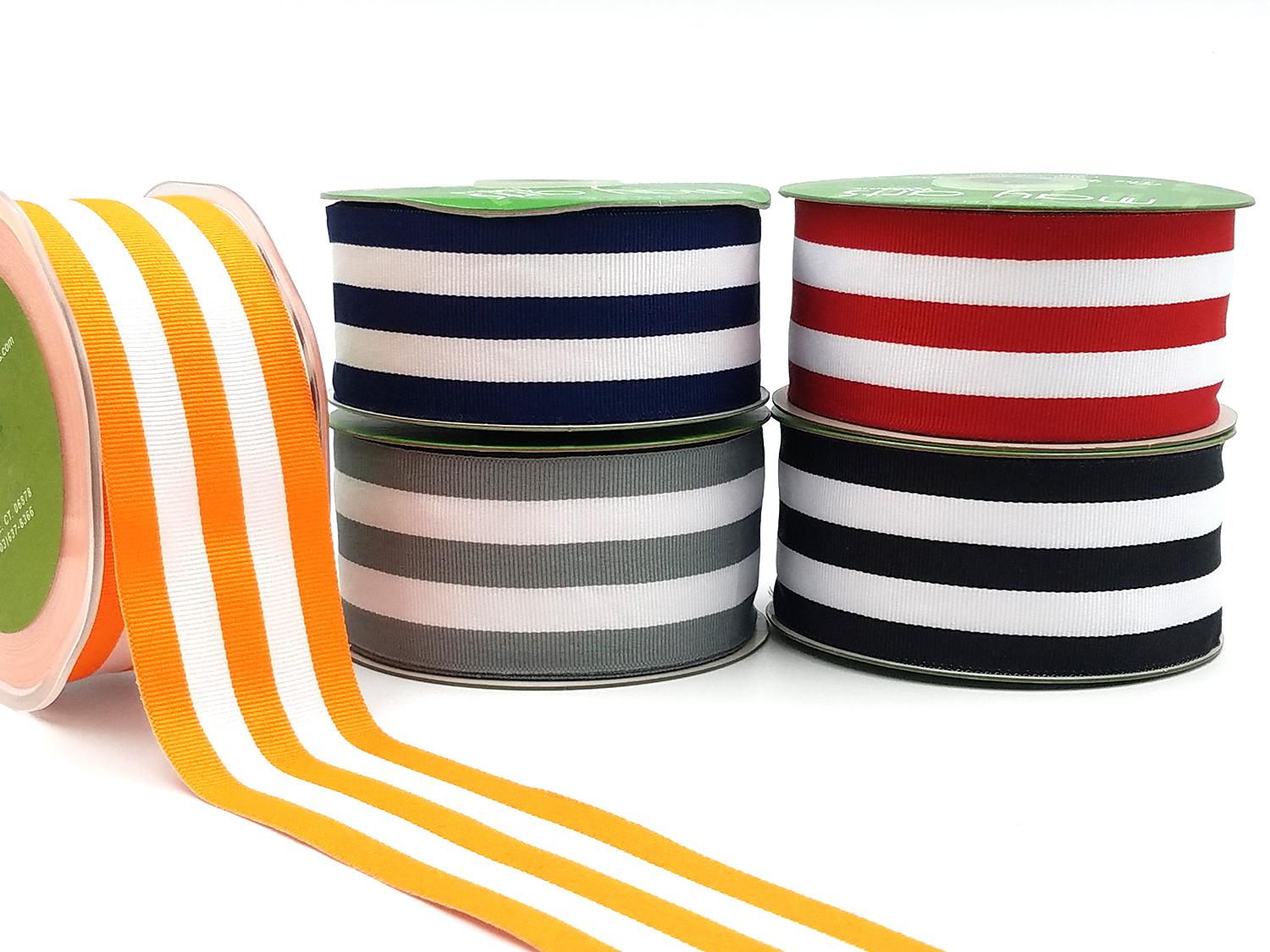 White and Red - Medium Horizontal Stripe Ribbon - ( 1-1/2 Inch | 10 Yards )