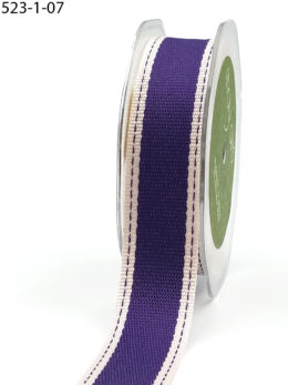 Violet Color Band Stitched Edge Cotton Ribbon