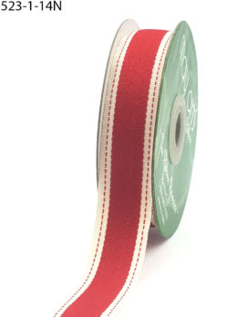 Red Color Band Stitched Edge Cotton Ribbon