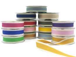 Color Band Stitched Edge Cotton Ribbon