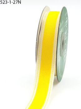 Yellow Stitched Edge Cotton Ribbon