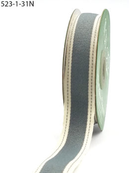 Grey Stitched Edge Cotton Ribbon