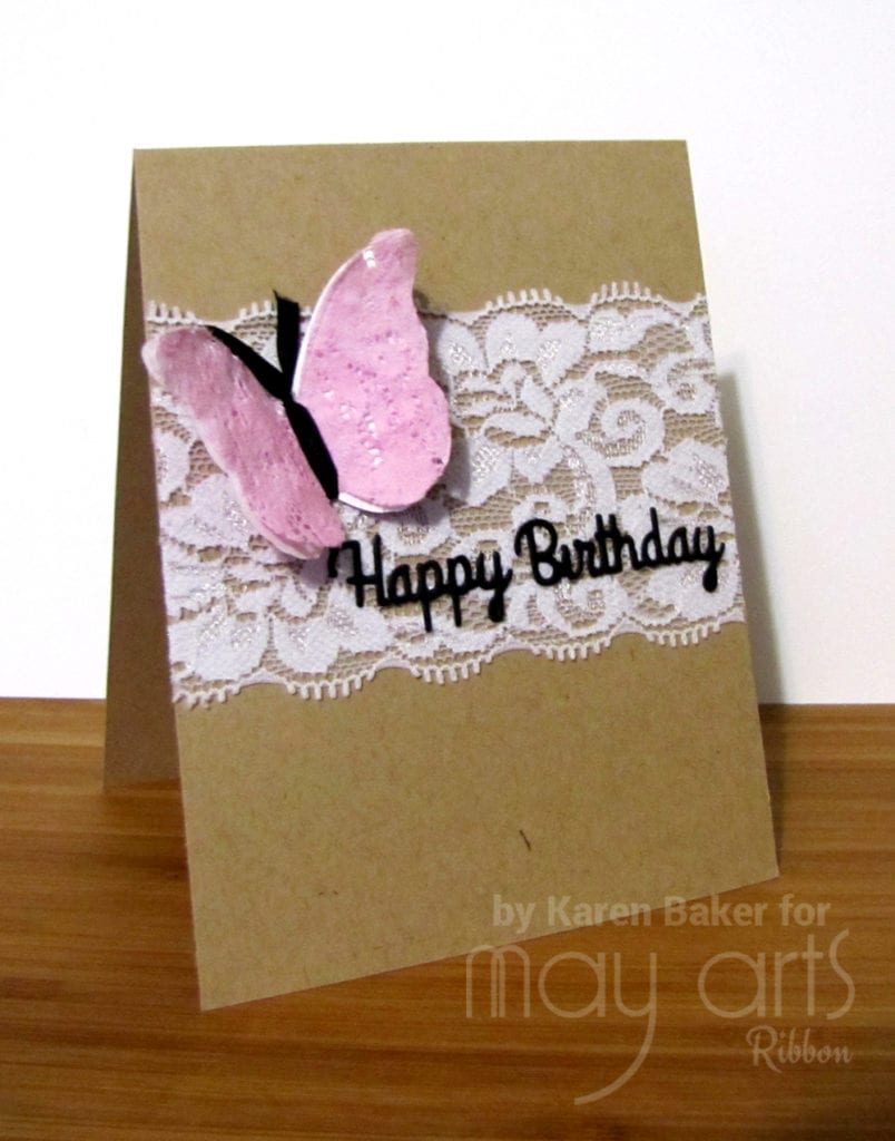 Happy Birthday Card - Lace on Kraft Paper