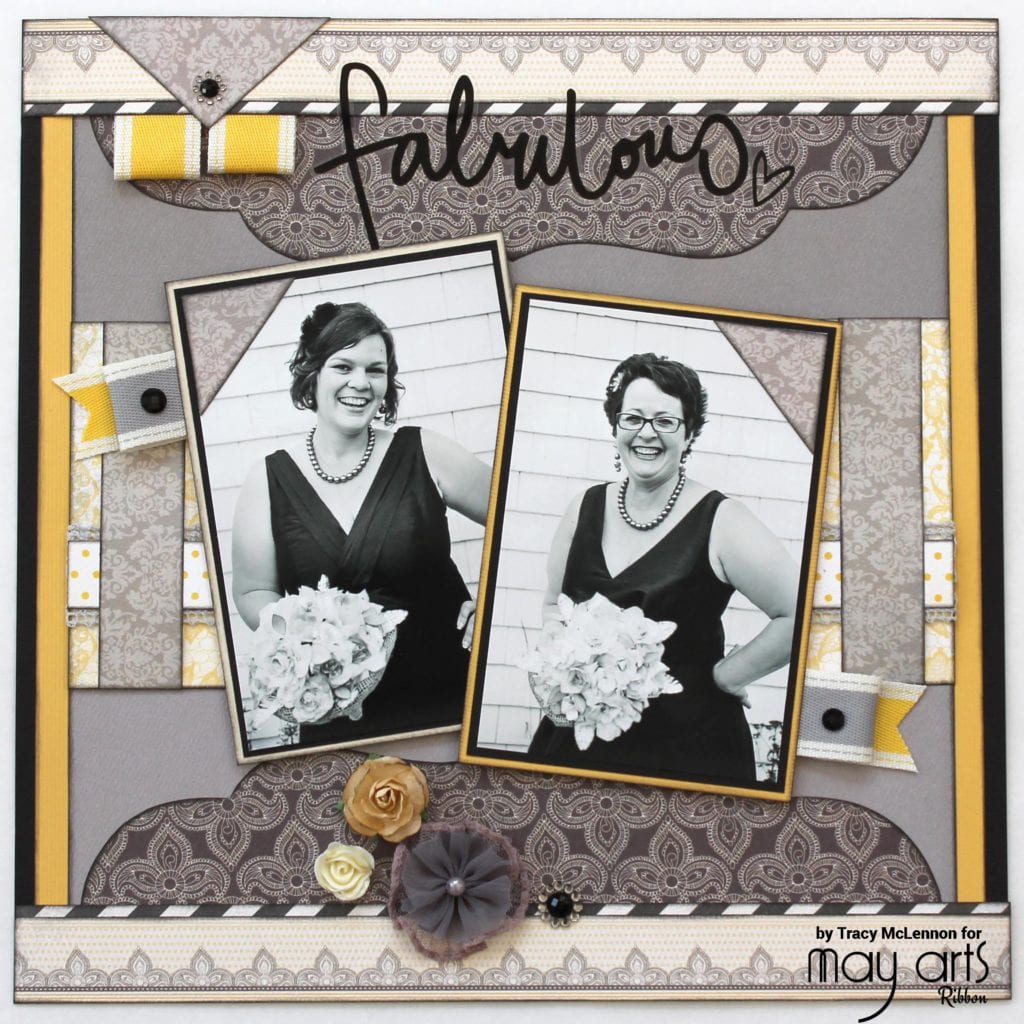 Adding Loops of Ribbon to a Scrapbook Layout