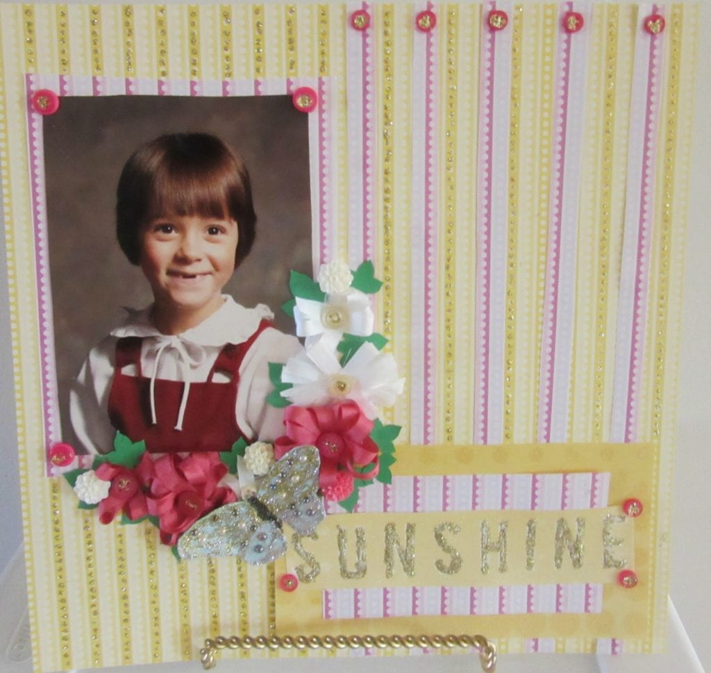 ribbon flower scrapbook layout