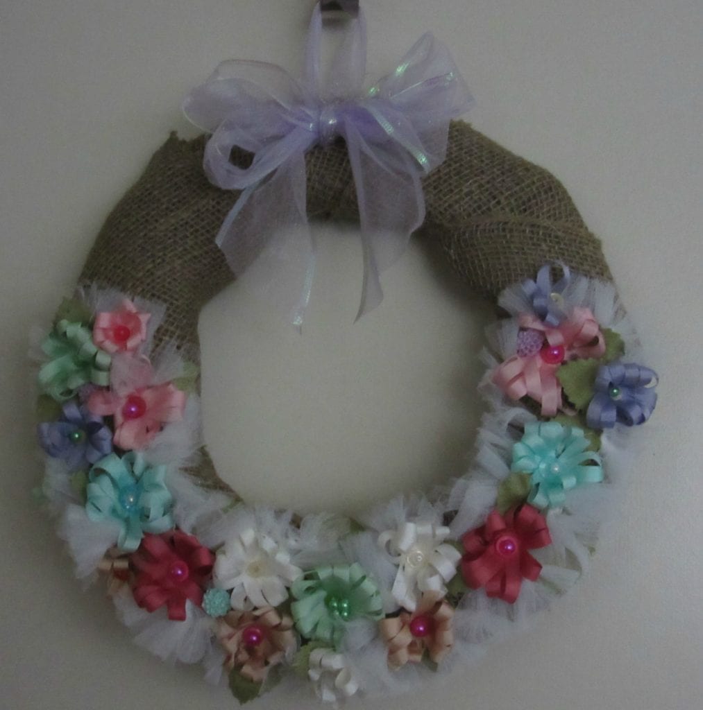 spring ribbon flower wreath