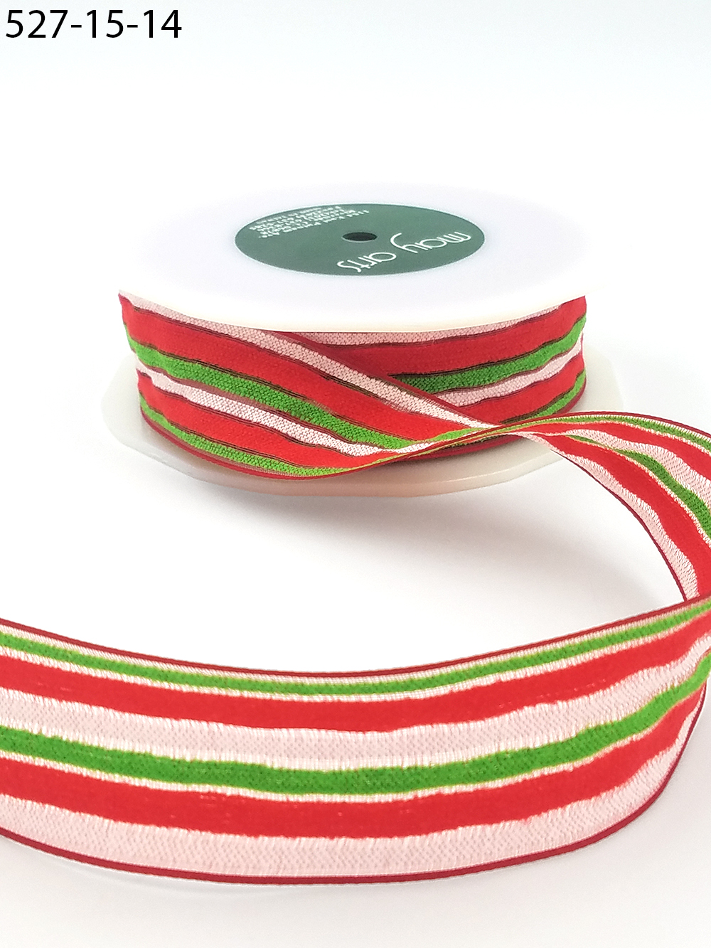 1.5 Inch Multi-Color Fuzzy Striped Ribbon with Woven Edge - May Arts Ribbon